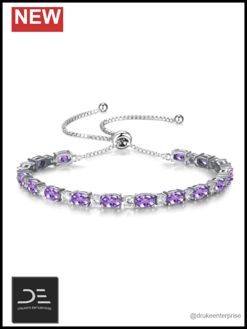 Birthstone Bracelet for Women Sterling Silver Plated Adjustable Link Bracelet